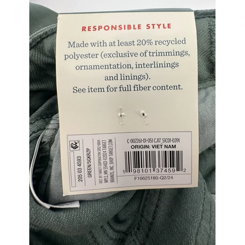 Cat and Jack Girls Wide Leg Stretch Pants Size 7 Green Adjustable Waist NWT